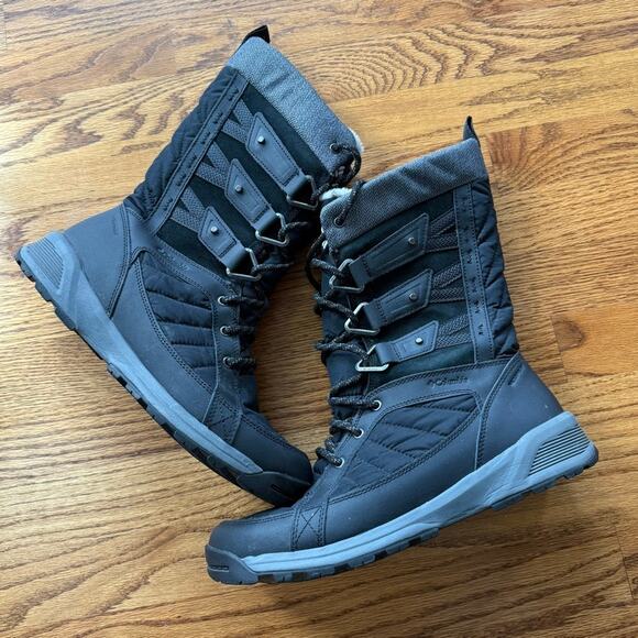 Columbia Black Faux Fur Waterproof Omni Heat Meadows Alpine Hill 10 Winter Boot - Picture 1 of 6